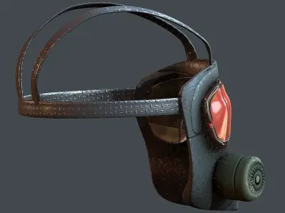Gas mask helmet 3d model scifi Low-poly  Low-poly 3D model
