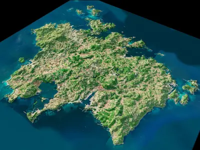 Iki Island Island full 3d model terrain Low-poly 3D model