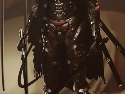 Cyberpunk Combat Armor Character Low-poly 3D model