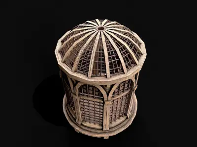 Medieval Wooden Cage 3 Low-poly 3D model