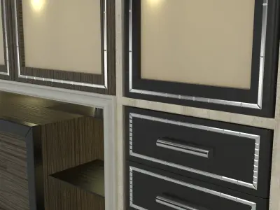 Wardrobe kitchen cabinet with drawers and lights Free 3D model