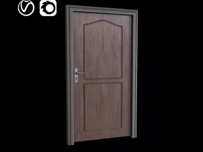 Wooden Door Low-poly 3D model