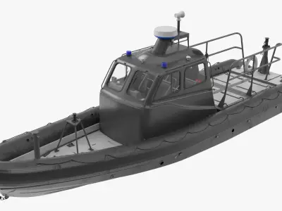  Rigid Inflatable Boat with Navigation Lights Black Rigged 