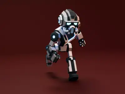 Sci-Fi Robot X-25-1 low-poly stylized Low-poly 3D model