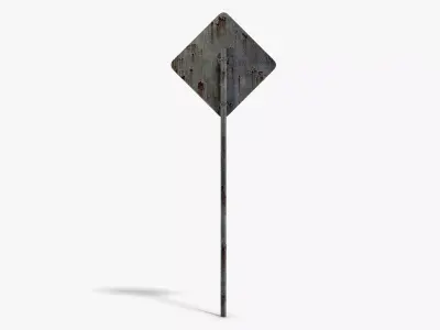 Damaged Crossing Sign Low-poly 3D model purchase