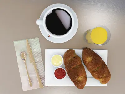 - Breakfast Set - cell Low-poly 3D model