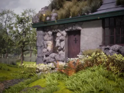 Stone Cottage 33 Assets Low-poly 3D model