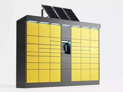 Parcel Locker V3 - Package Delivery Station with Solar Panels Low-poly 3D model