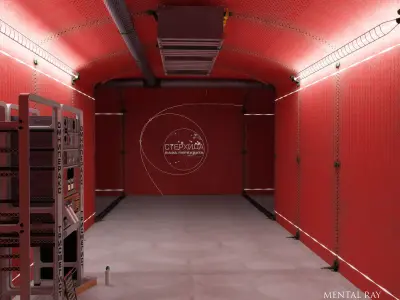 Analytical scientific rack in corridor Low-poly 3D model