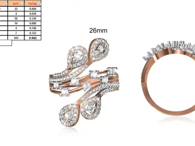 Ladies-Elegant Stone Rings For Womens 61 3D print model