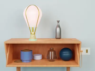 Modern Table Lamp on an Item Desk 3D Model Interior Design Low-poly 3D model