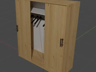 Clothing Wardrobe with sliding doors Low-poly 3D model