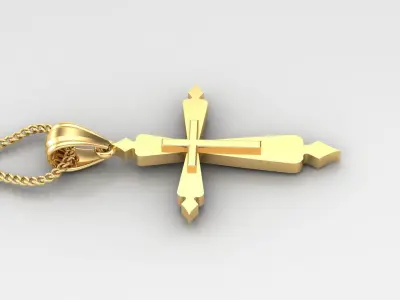 Light Gold 18K Cross Pendant 2CP043 3D print model