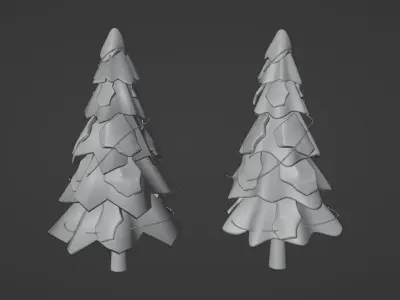 Trees covered in snow 3D model