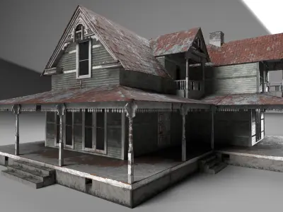 Buildings Pack - Old abandoned farm scene Low-poly 3D model
