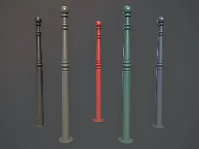 Barrier Bollard Pack 1 v1 Five Color Options Low-poly 3D model
