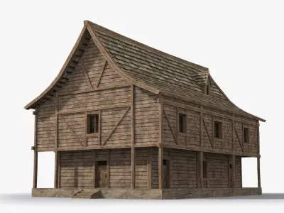 Medieval house x28 Low-poly 3D model