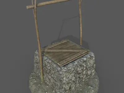 Tropical well Low-poly 3D model