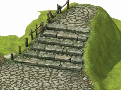 New Village - stone steps 3D model