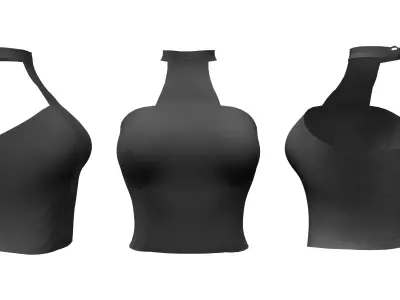 High-Neck Racer-Front Crop Top Low-poly 3D model