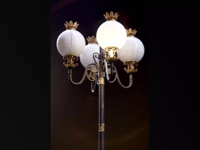 Modular Street Sphere Lamp 8K - 10 sizes Low-poly 3D model