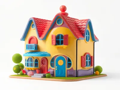 Whimsical Cartoon House D Model Pack Low-poly 3D model