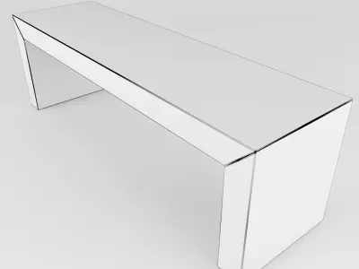Wooden bench 3D model 5