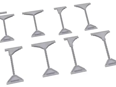 Road Stepped spillway set Low-poly 3D model