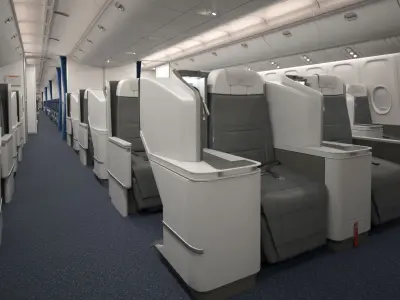  3D Boeing 777-300ER Cabin and Cockpit 