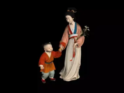 Abstract Tang Song Street Scene Mother and Child 3D model