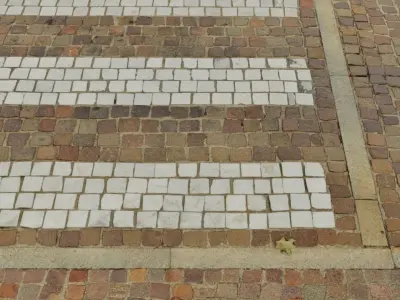 Pedestrian crossing cobblestones mid-poly 3D model