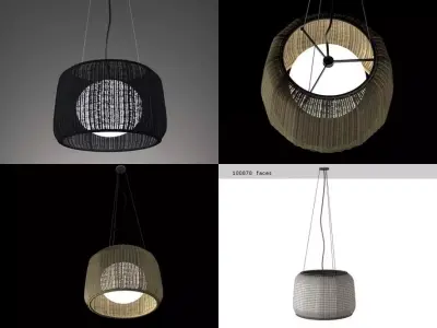 Fora four rattan hanging lamps 3D model