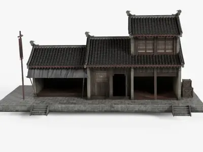 Ancient Japanese Architecture Low-poly 3D model