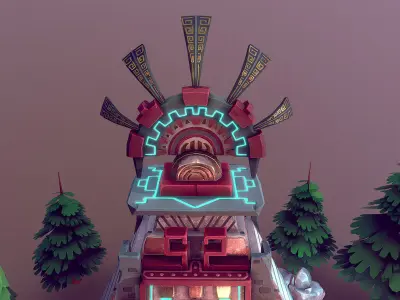 Aztec Temple Low-poly 3D model