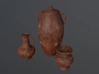 CLAY POT Game Ready Low Poly Low-poly 3D model