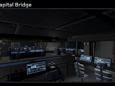 Scifi Capital Bridge Low-poly 3D model