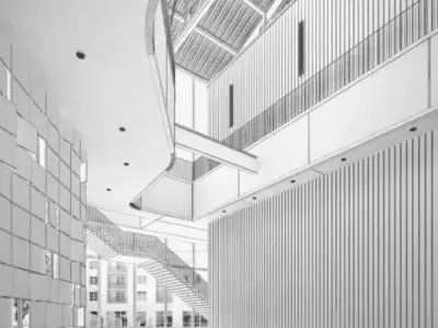 Spacious Office Lobby 3D model