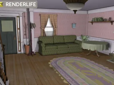 Old farmhouse living room 3D model