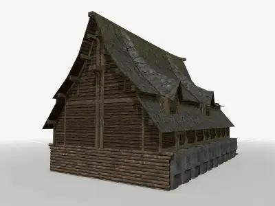 Fantasy Longhouse Low-poly 3D model