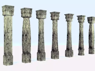 Pillar Model using Taper Modifier Low-poly 3D model