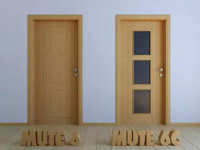 Interior Door - Mute 6-6C - Bamboo Texture - Real Size  3D model