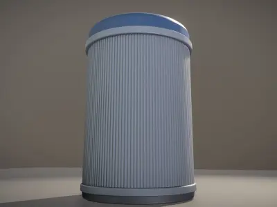 Blue and white plastic city trash can - Low-Poly Version Low-poly 3D model