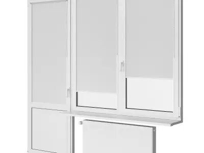 Windows window with two and radiator 3D model