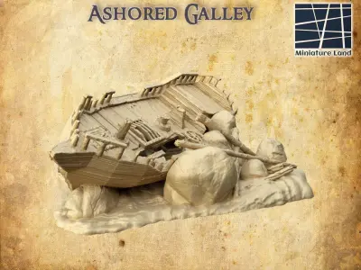 Ashored Galley Tabletop Terrain 28 MM 3D print model