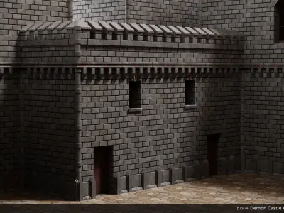 D Kit 00 Demon Castle Architecture Kit - Court Kit Low-poly 3D model