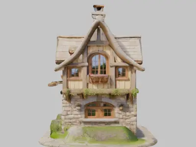 Realistic Wooden House 3D Model Low-poly 3D model