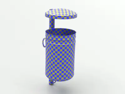 Metal Street Trash Bin 4K PBR Game Ready UV Unwrapped vol 01 Low-poly 3D model