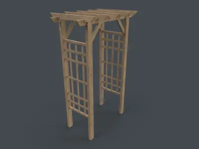 PBR Wooden Arbour Garden Arch D Low-poly 3D model