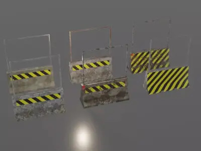 Concrete barriers 3D Model Pack