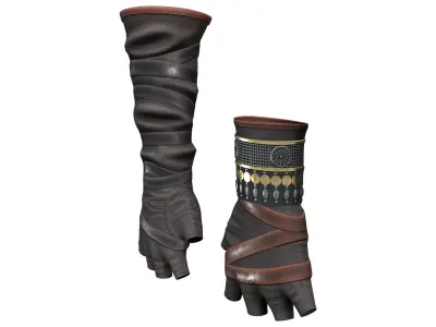Medieval Female Warrior Gloves Low-poly 3D model